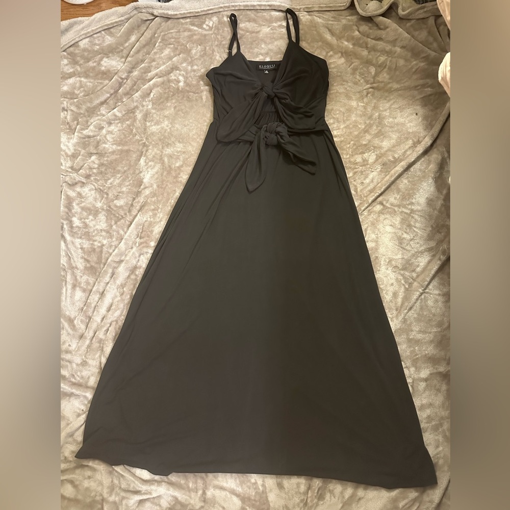 Eloquii Tie Detail Cutout Dress in Black